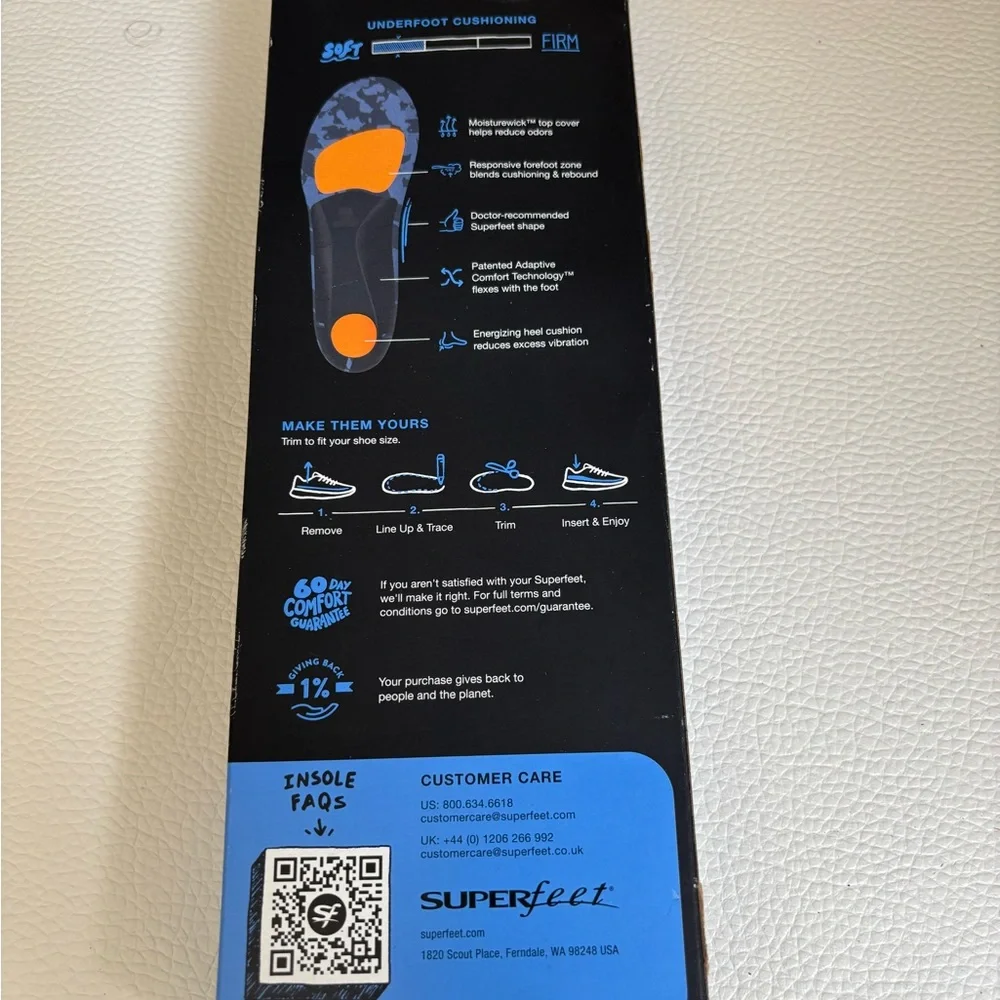 Cushion Medium Arch Insoles - Black/Blue - Picture 3 of 4